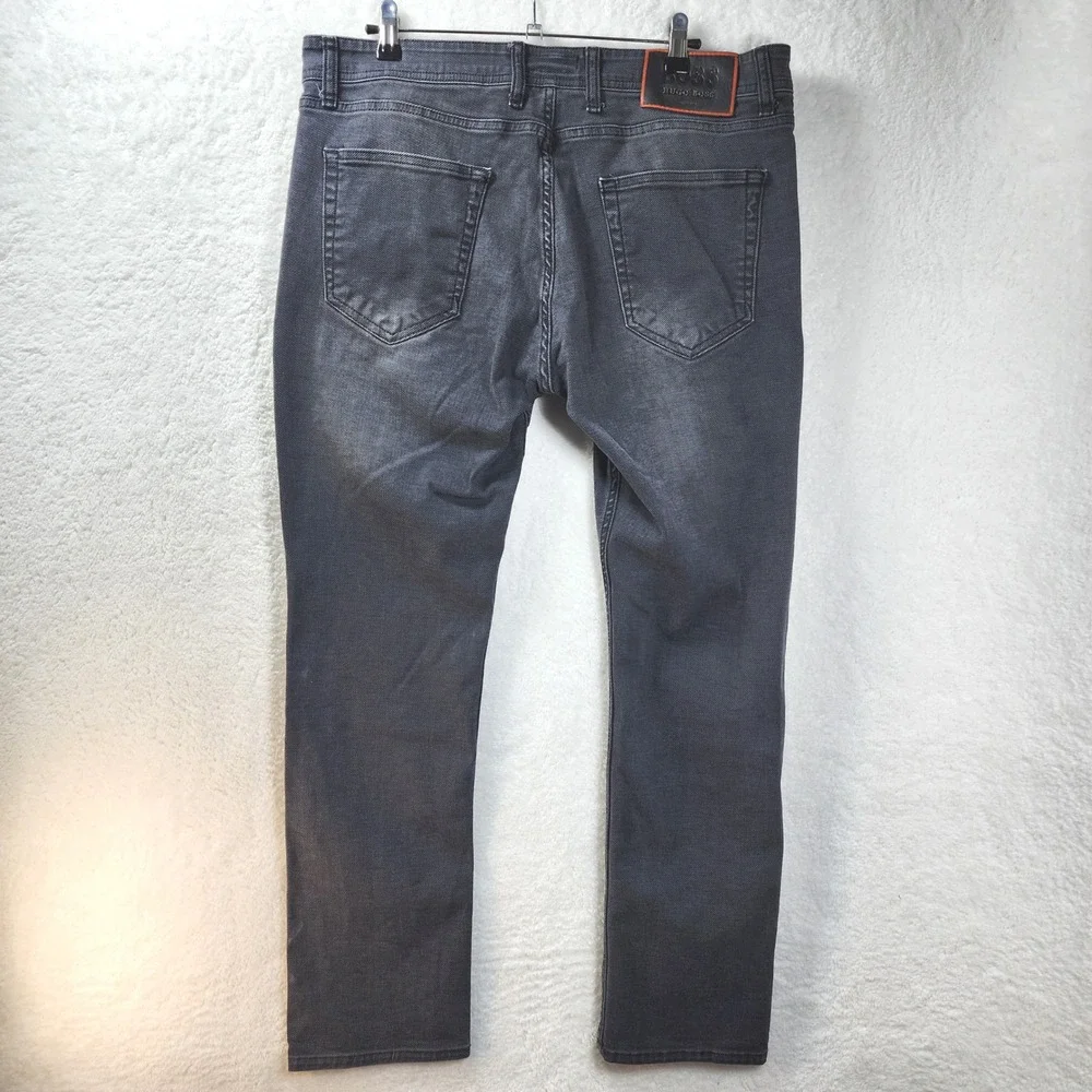 Hugo Boss Mens Jeans Straight Leg Denim Faded Black Wash 40x34‎